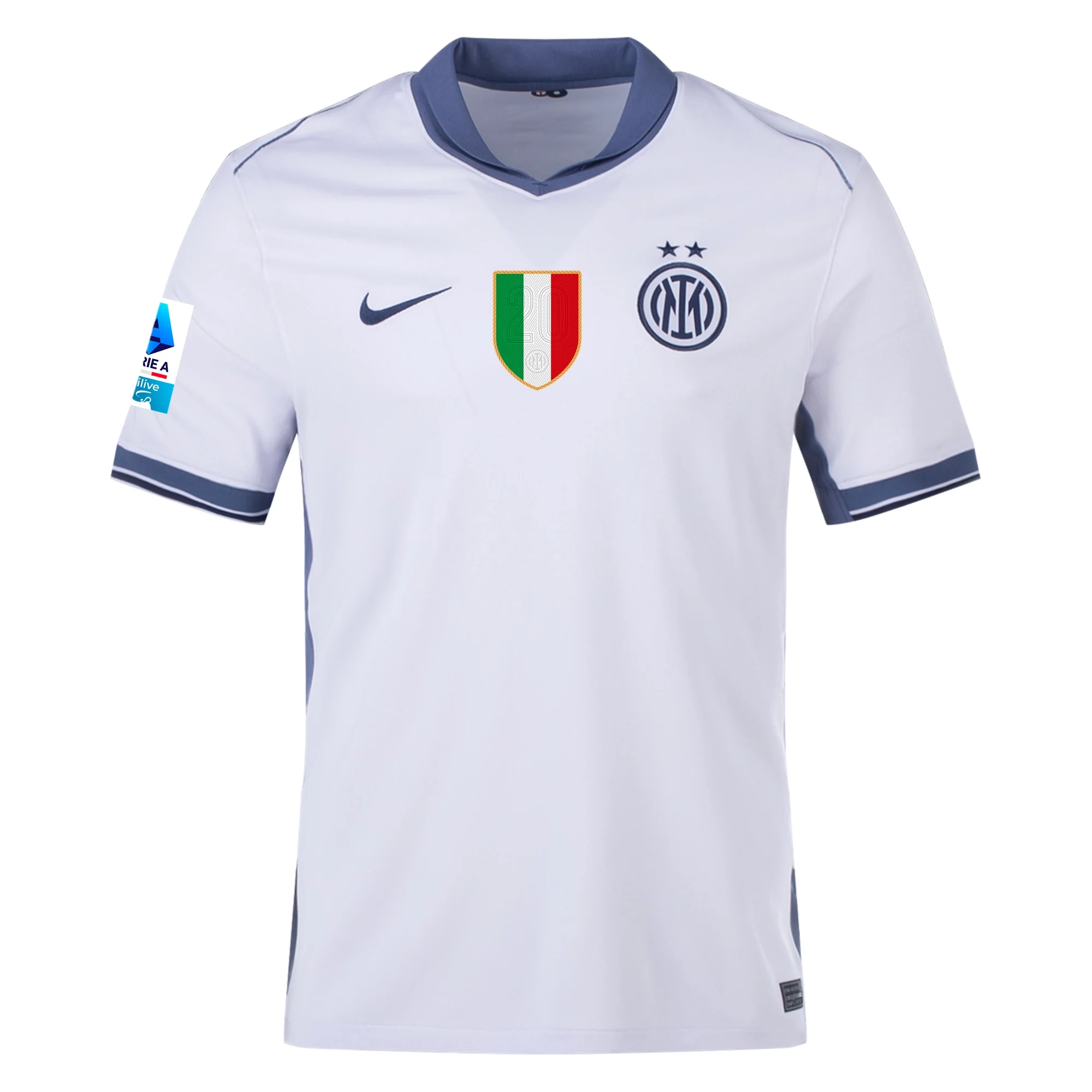 Nike Inter Milan Denzel Dumfries Away Jersey w/ Serie A + Scudetto Patch 24/25 (Summit White/Iris Whisper)