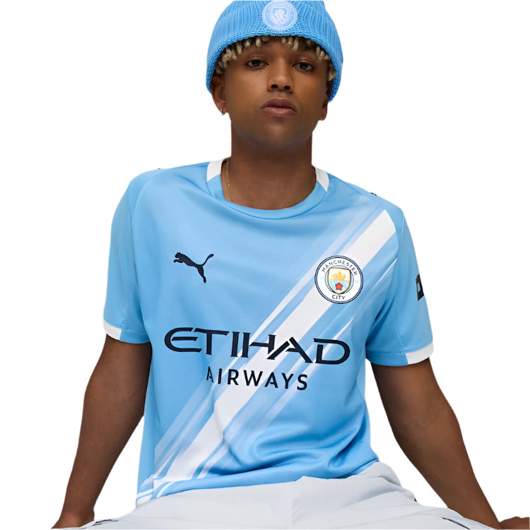 Puma Erling Haaland Manchester City Home Jersey 25/26 w/ EPL + Sponsor Patch (Team Light Blue/Puma White)