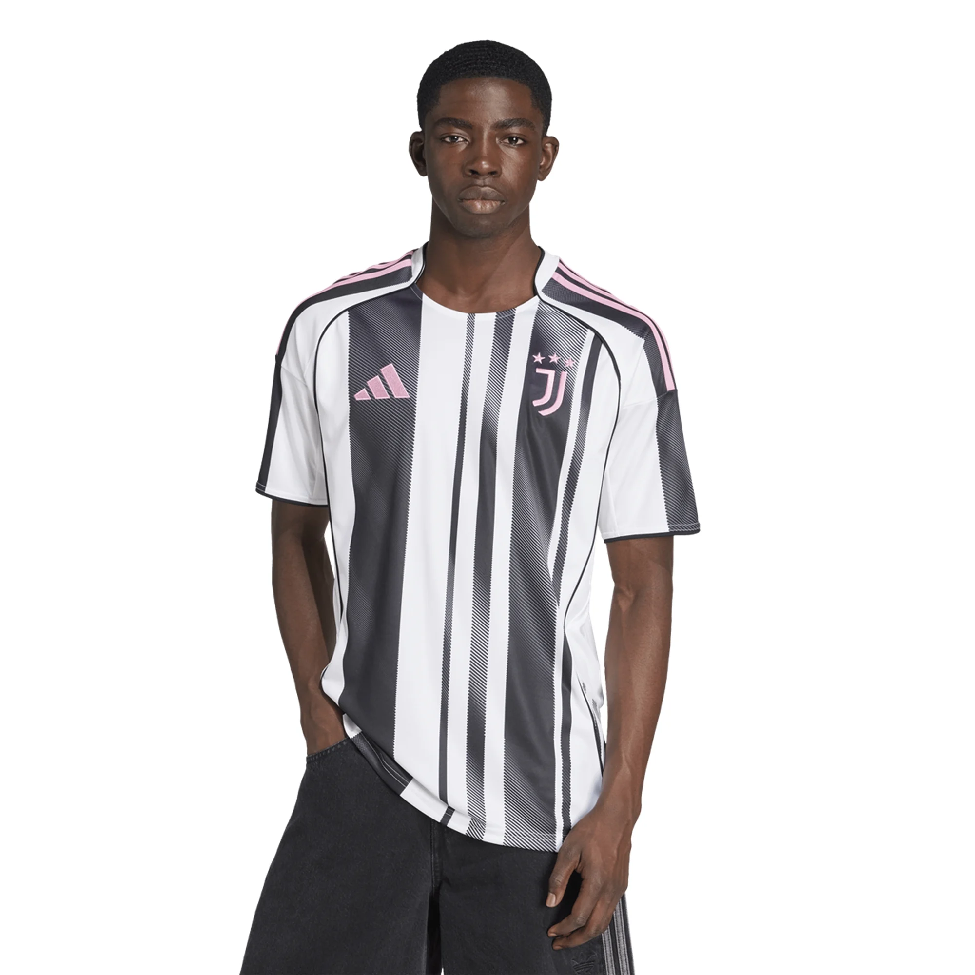 adidas Juventus Home Jersey w/ Champions League Patches 25/26 (White/Black/Pink)