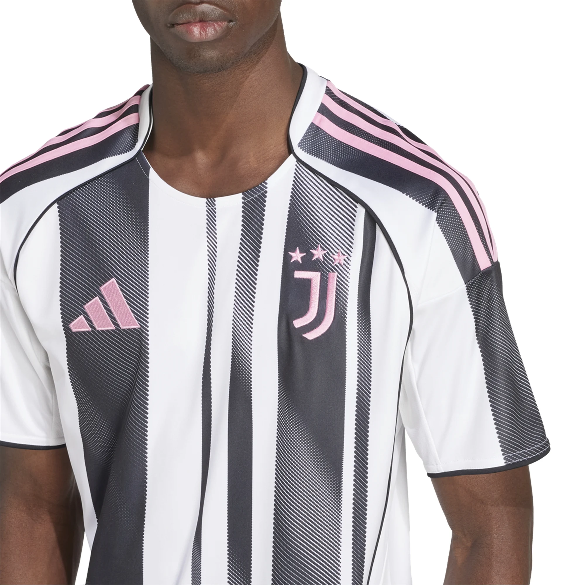 adidas Men's Juventus Openda Home Jersey w/ Serie A Patch 25/26 (White/Black/Pink)