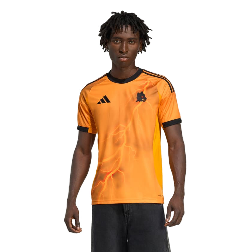 adidas Roma Lorenzo Pellegrini Away Jersey w/ Serie A Patch 25/26 (Orange/Black)
