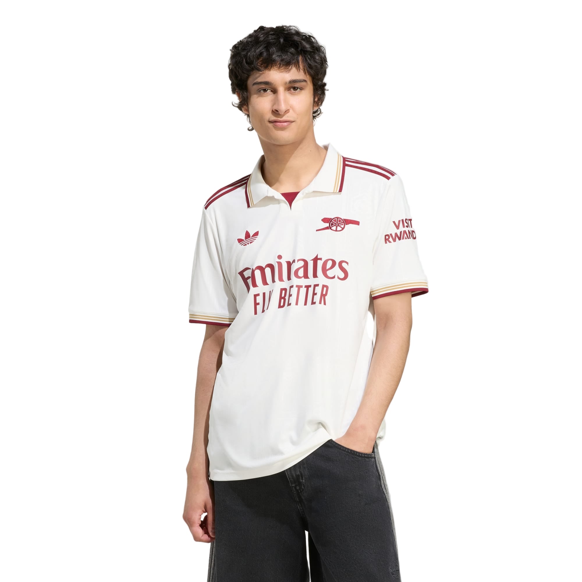 adidas Zubimendi Men's Arsenal FC Third Jersey 25/26 w/ NRFR + EPL Patches (White/Burgundy)
