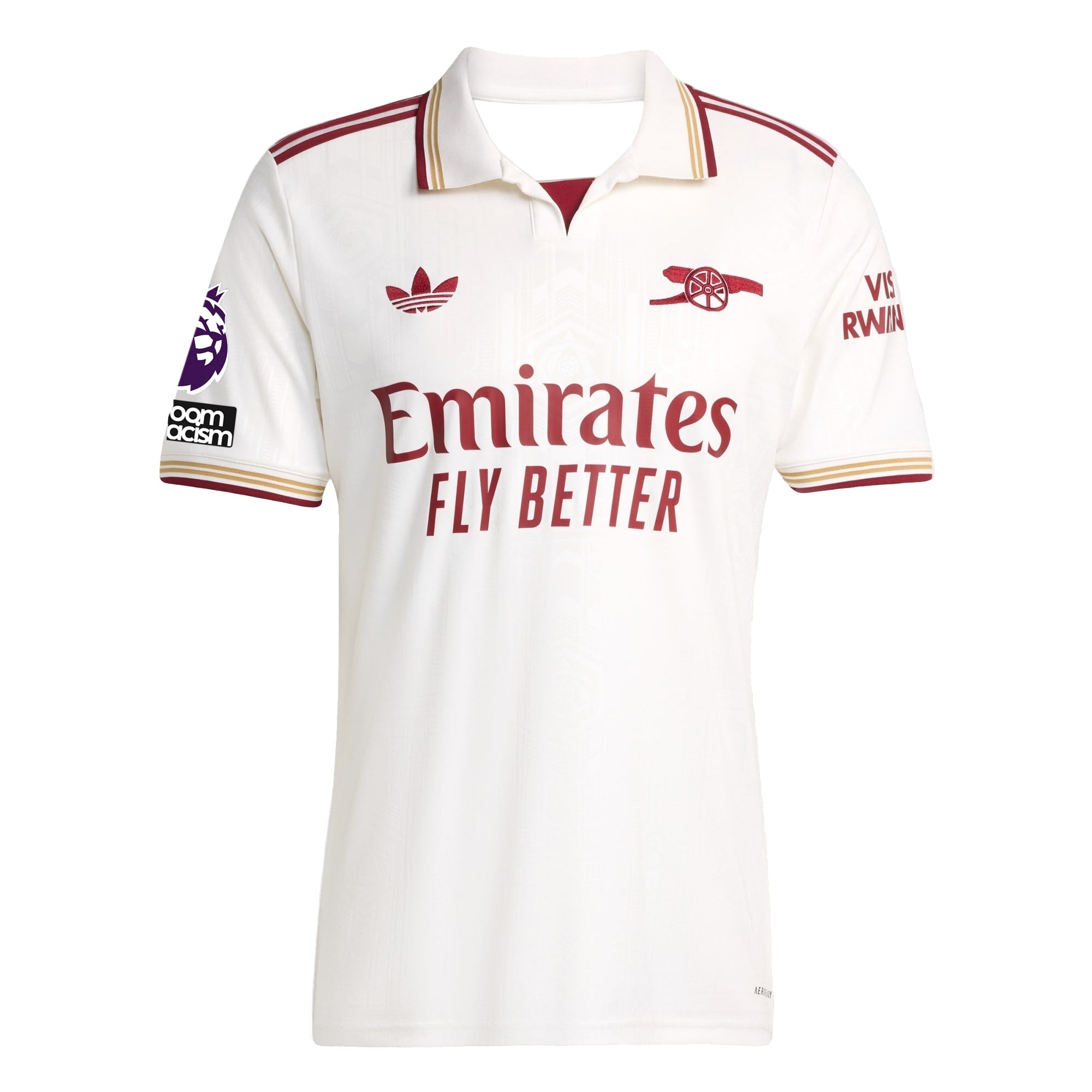 adidas Gabriel Men's Arsenal FC Third Jersey 25/26 w/ NRFR + EPL Patches (White/Burgundy)