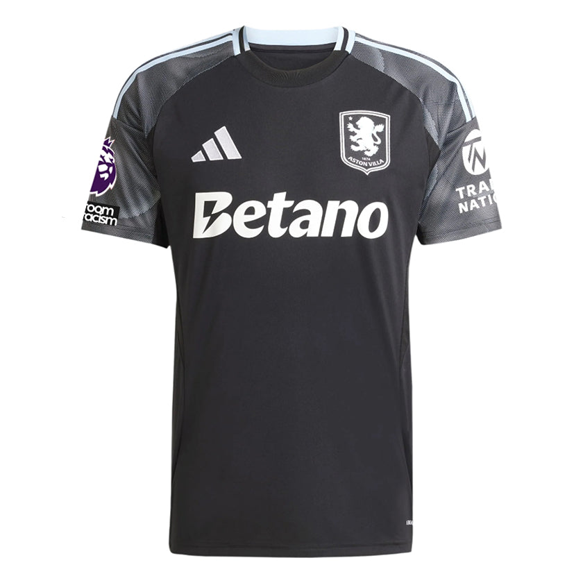adidas Tielemans Men's Aston Villa 25/26 Away Jersey w/ EPL + NRFR Patches (Black/Global Blue)