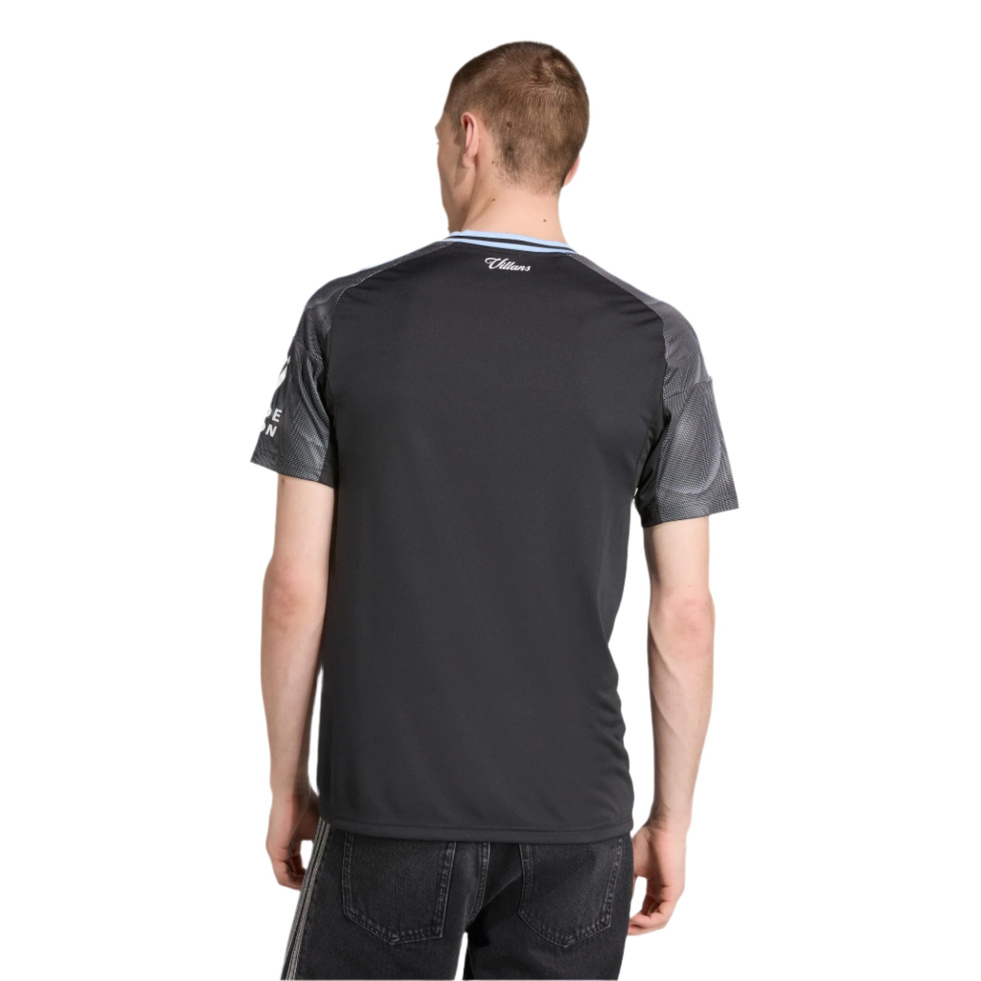 adidas Maatsen Men's Aston Villa 25/26 Away Jersey w/ EPL + NRFR Patches (Black/Global Blue)