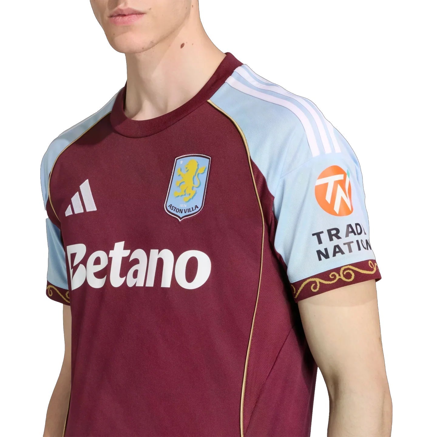 adidas Digne Men's Aston Villa Home Jersey 25/26 w/ NRFR + EPL Patches (Maroon/Blue)