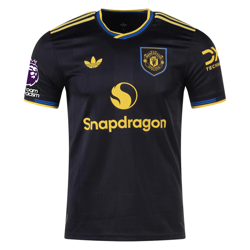 adidas Maguire Men's Manchester United Authentic Third Jersey 25/26 w/ NRFR + EPL Patches (Black)