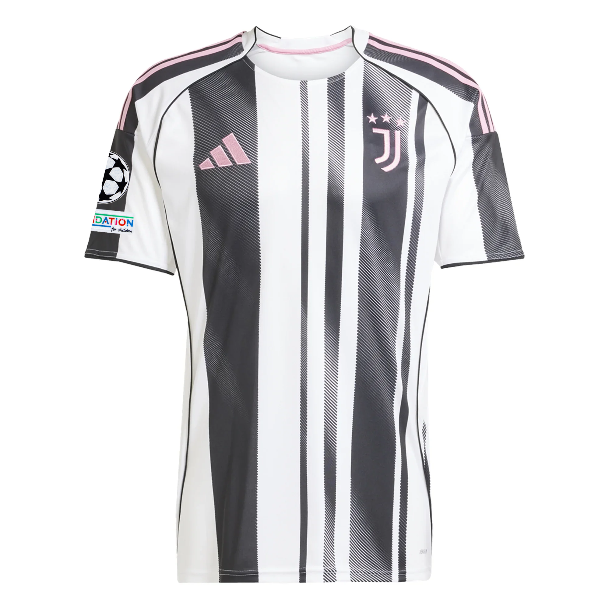 adidas Juventus Home Jersey w/ Champions League Patches 25/26 (White/Black/Pink)