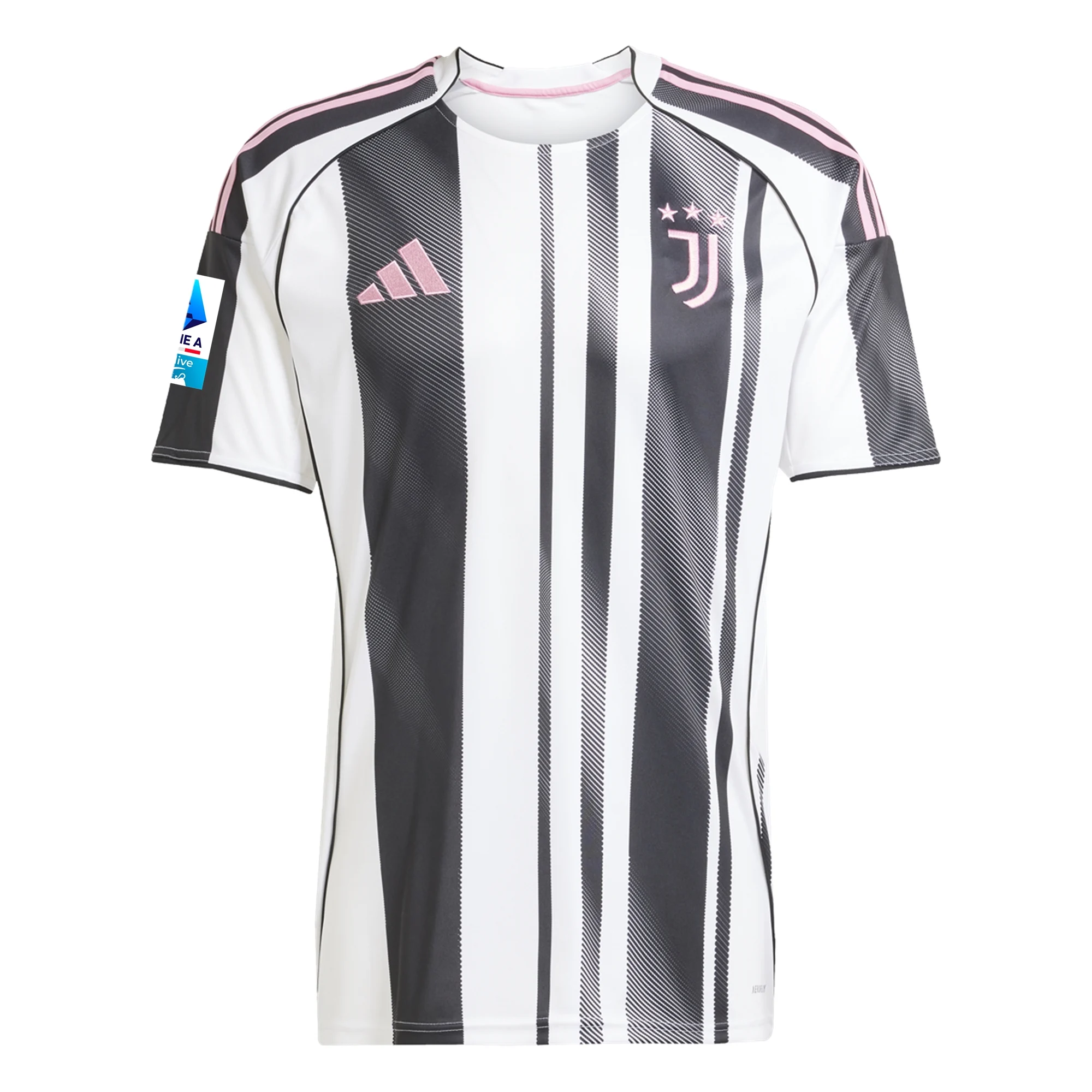 adidas Men's Juventus Bremer Home Jersey w/ Serie A Patch 25/26 (White/Black/Pink)