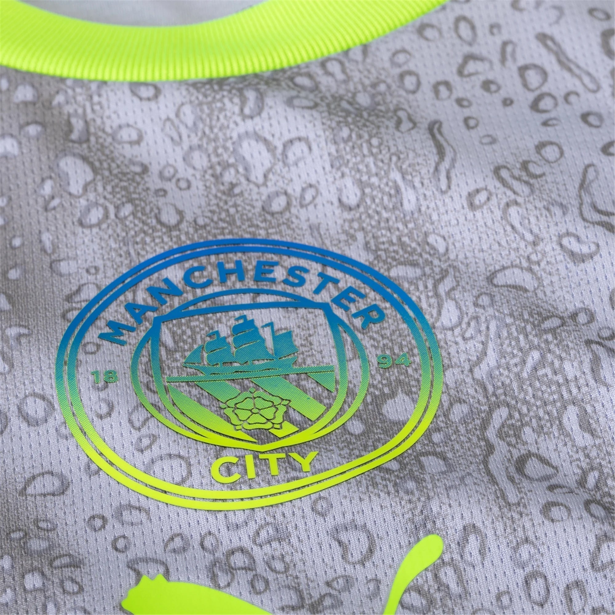 Puma Men's Manchester City Khusanov Third Jersey w/ EPL + No Room For Racism Patches 25/26 (Cool Weather/Pro Green)