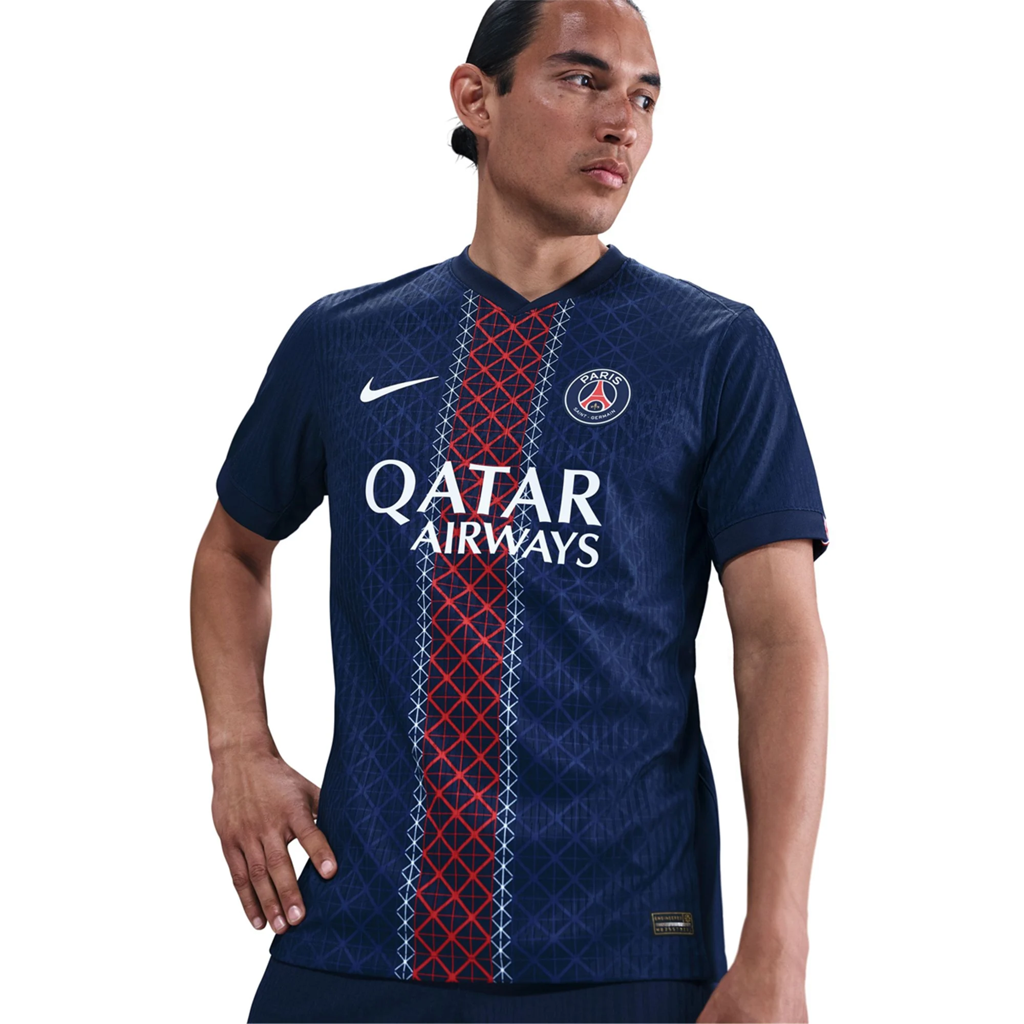 Nike Men's Kvaratskhelia Paris Saint-Germain Authentic Home Jersey 25/26 w/ Champions League Patches (Navy)