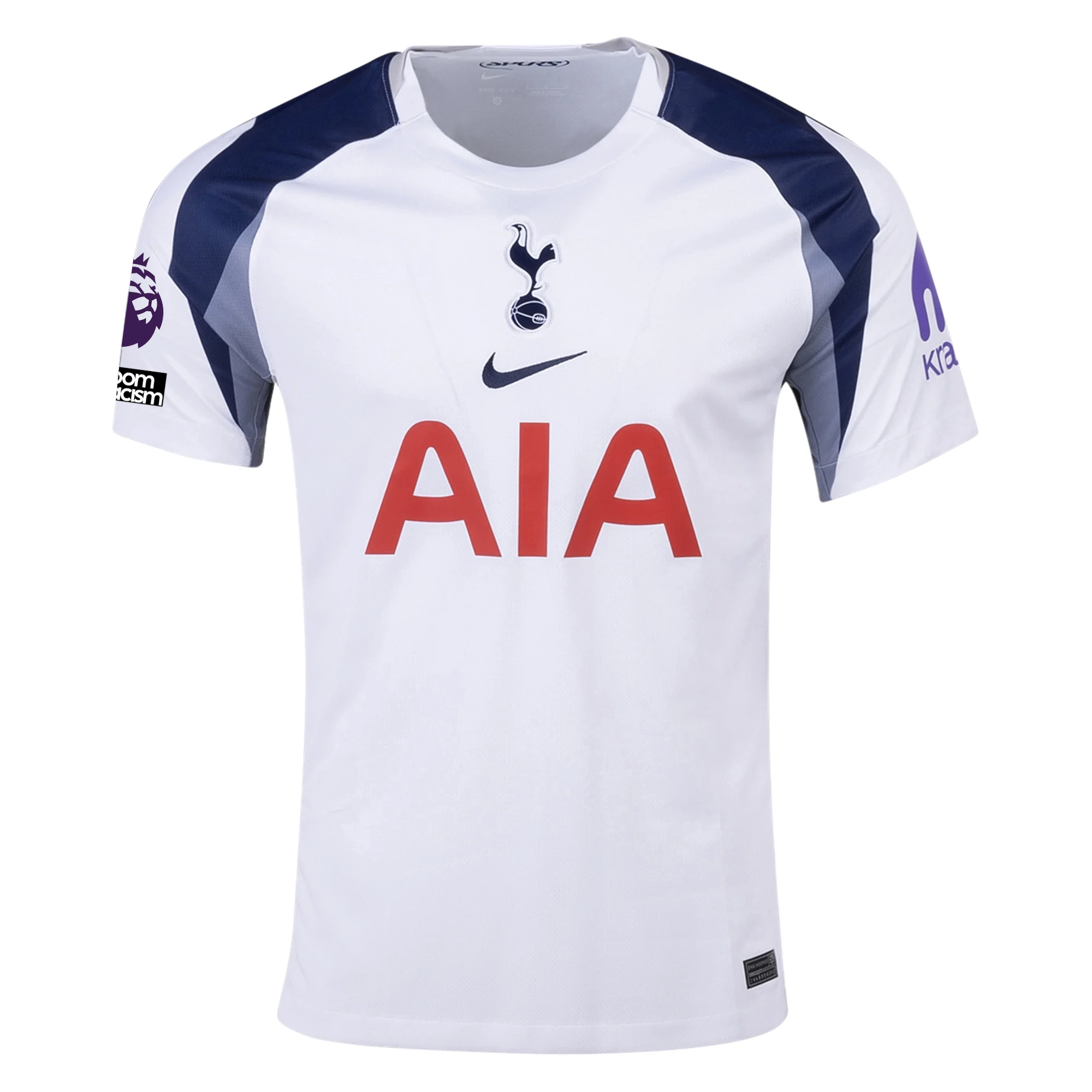 Nike Bergvall Tottenham Hotspurs Home Jersey w/ EPL + No Room For Racism Patch 25/26 (White/Iron/Binary Blue)