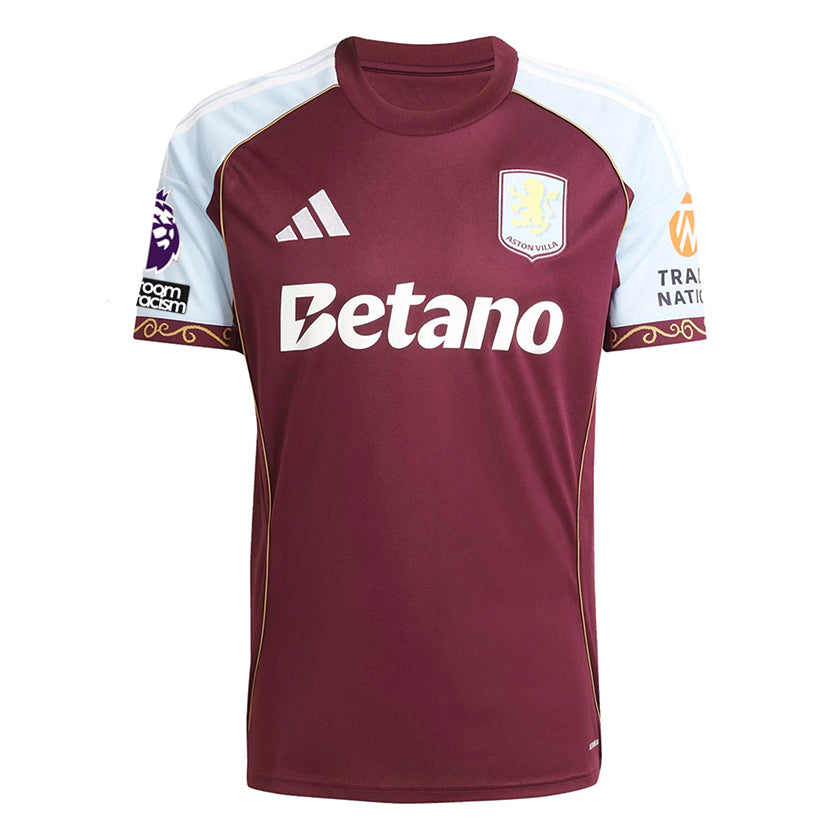 adidas Cash Men's Aston Villa Home Jersey 25/26 w/ NRFR + EPL Patches (Maroon/Blue)