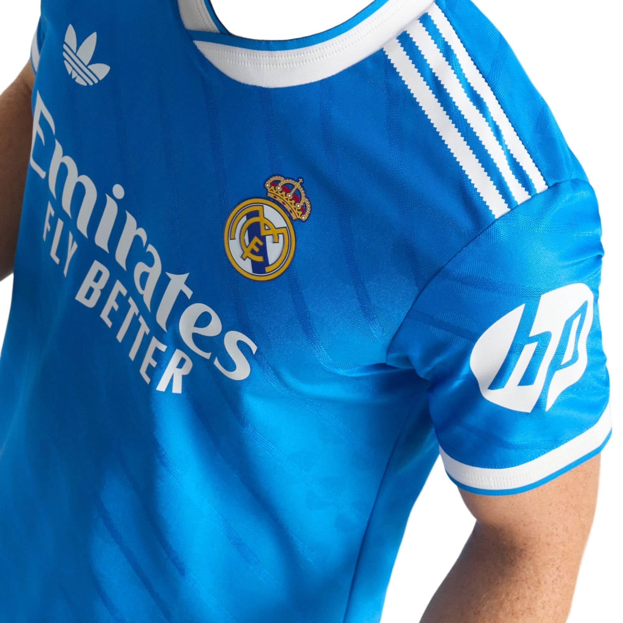 adidas Men's Huijsen Real Madrid 25/26 Authentic Third Jersey w/ Champions League Patches (Blue)