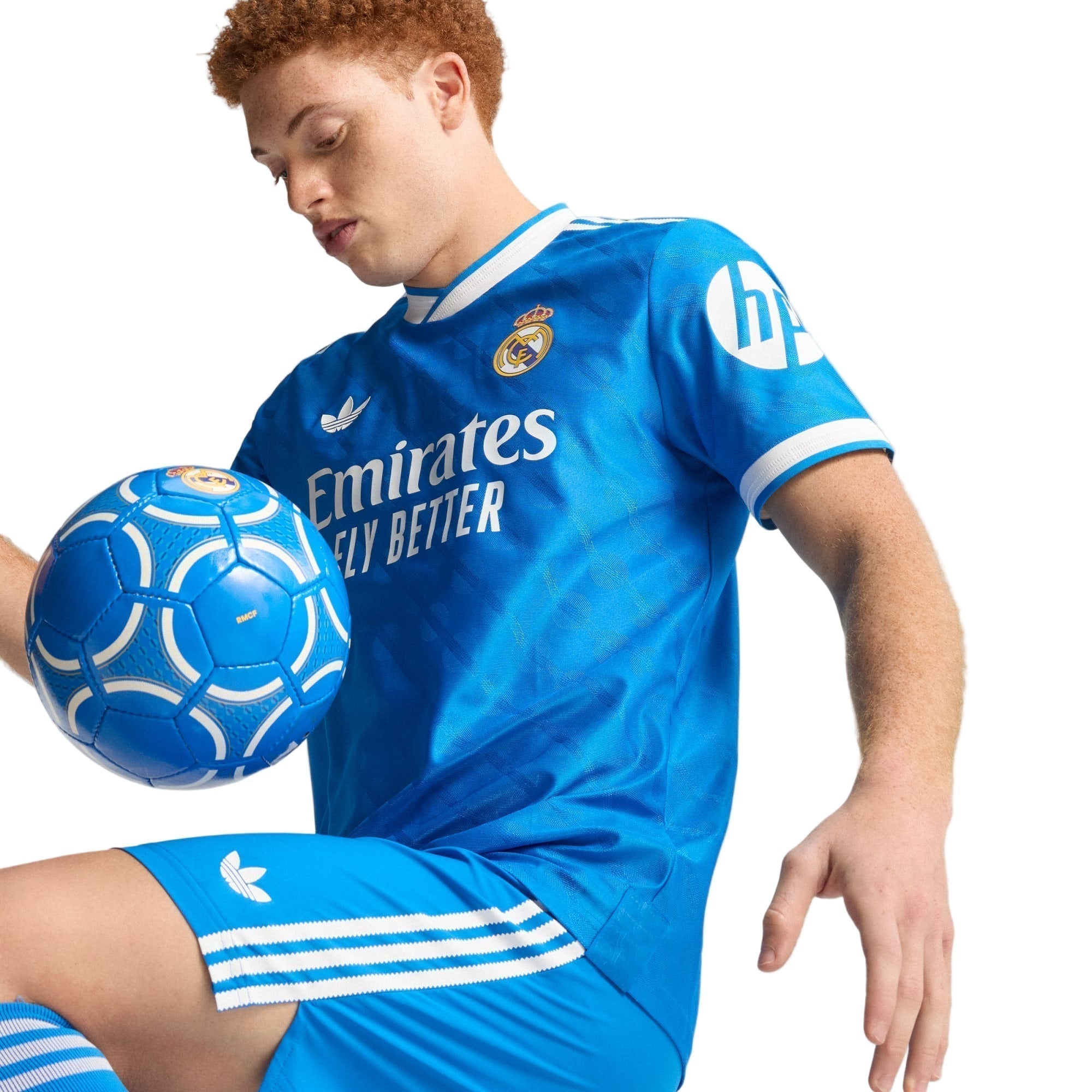 adidas Men's Gonzalo Real Madrid 25/26 Authentic Third Jersey w/ Champions League Patches (Blue)