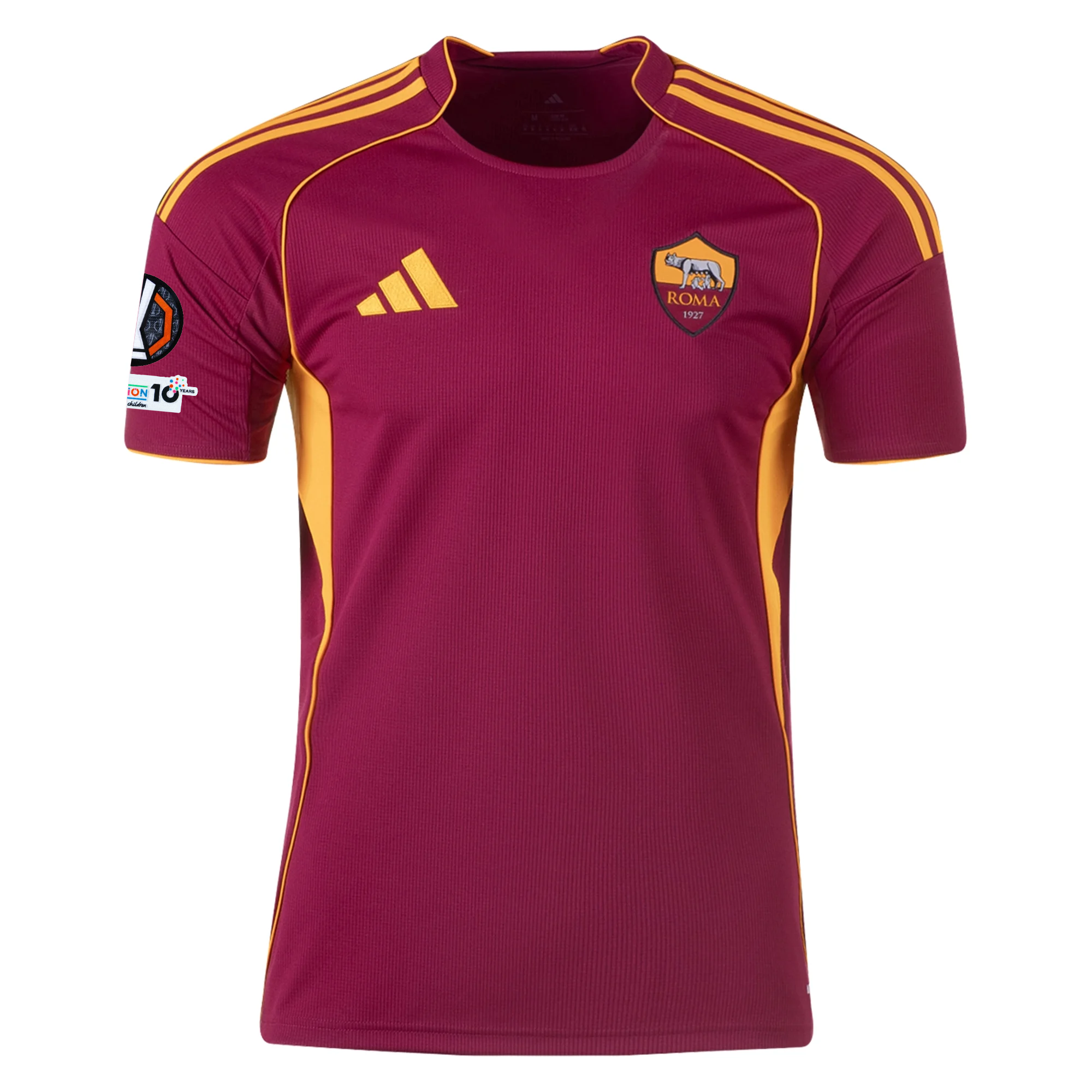 adidas Men's Roma Wesley França Home Jersey w/ Europa League Patches 25/26 (Burgundy)