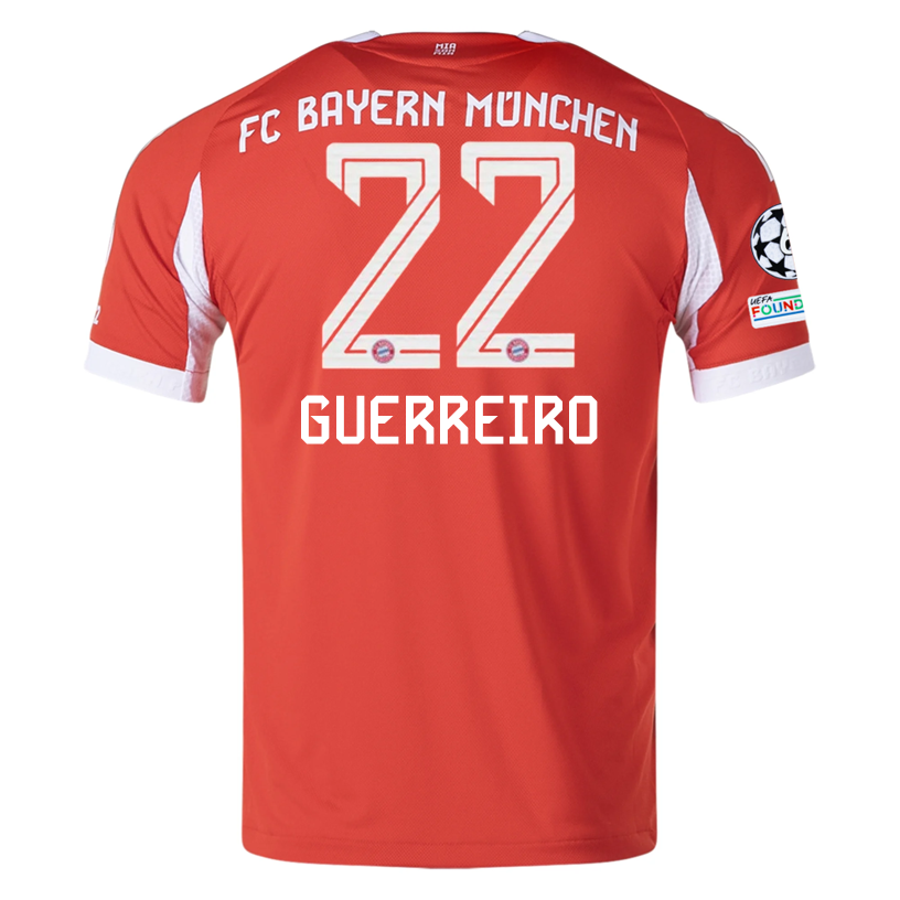 adidas Bayern Munich Guerreiro Home Jersey w/ Champions League Patches 25/26 (Red)