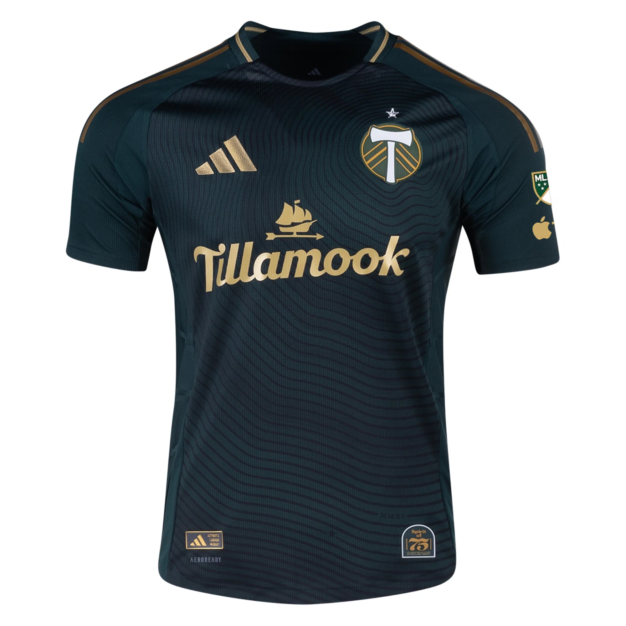 adidas David Da Costa Portland Timbers Authentic Home Jersey w/ MLS & Apple Patch 25/26 (Green/Gold)