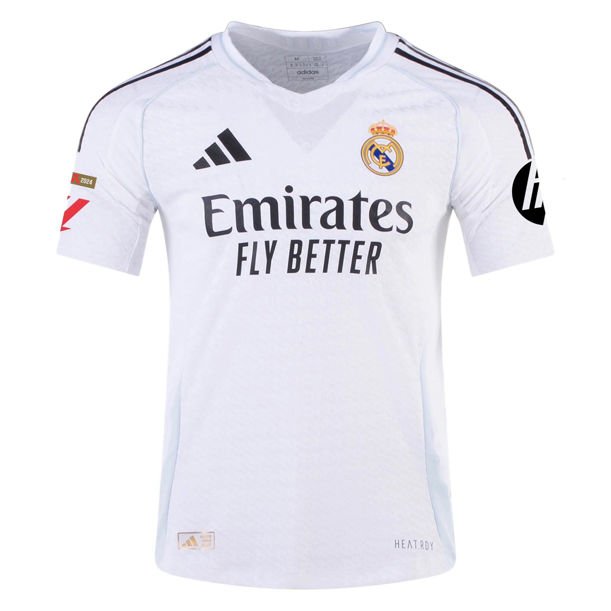 adidas Vini Jr. Real Madrid Authentic Home Jersey w/ La Liga Patches 24/25 (White/Black)