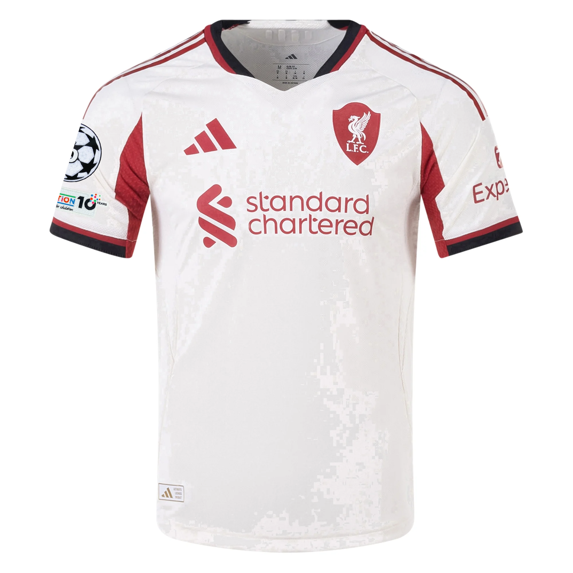 adidas Men's Liverpool Authentic Federico Chiesa Away Jersey w/ Champions League Patches 25/26 (Wonder White)