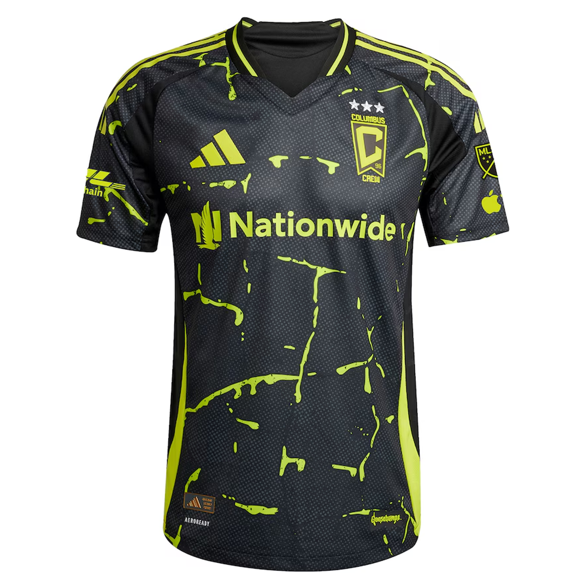 adidas Cesar Ruvalcaba Columbus Crew Authentic Away Jersey w/ MLS Patches 25/26 (Black/Yellow)