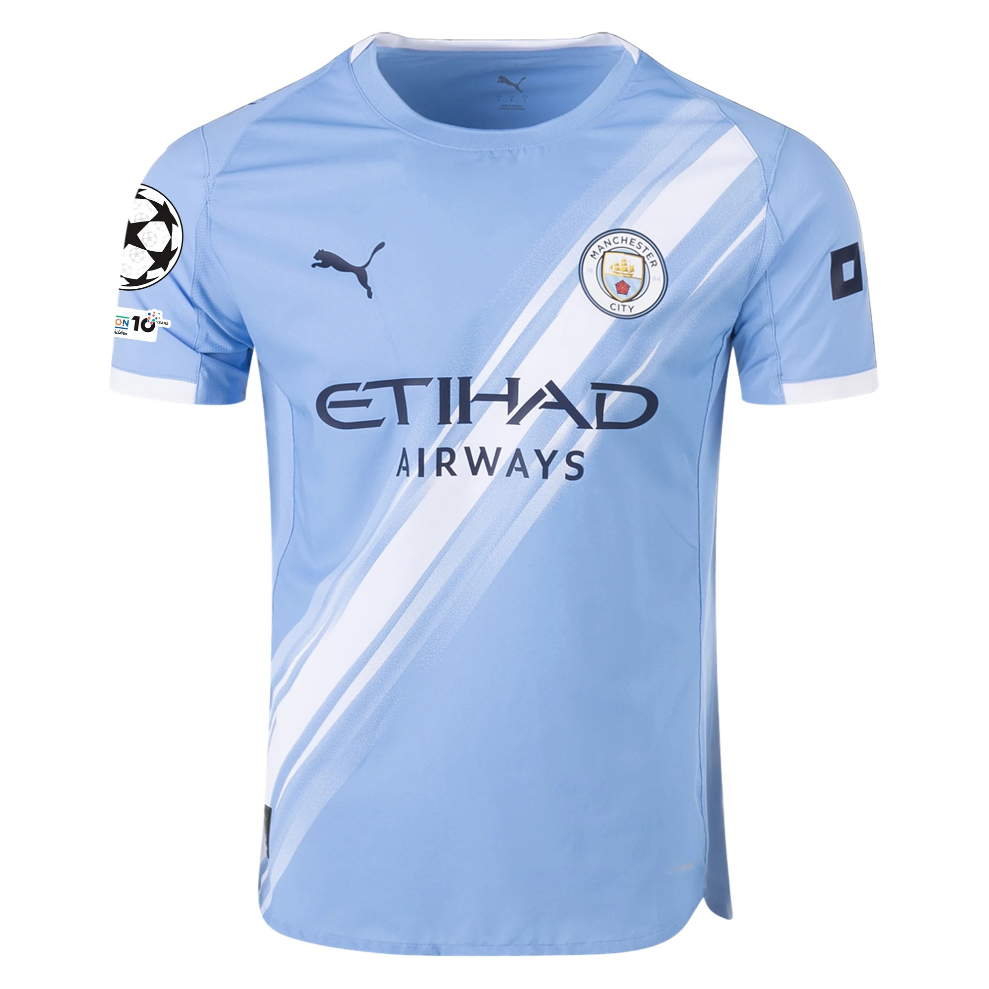 Puma Manchester City Authentic Gvardiol Home Jersey w/ Champions League Patches 25/26 (Team Light Blue/White)